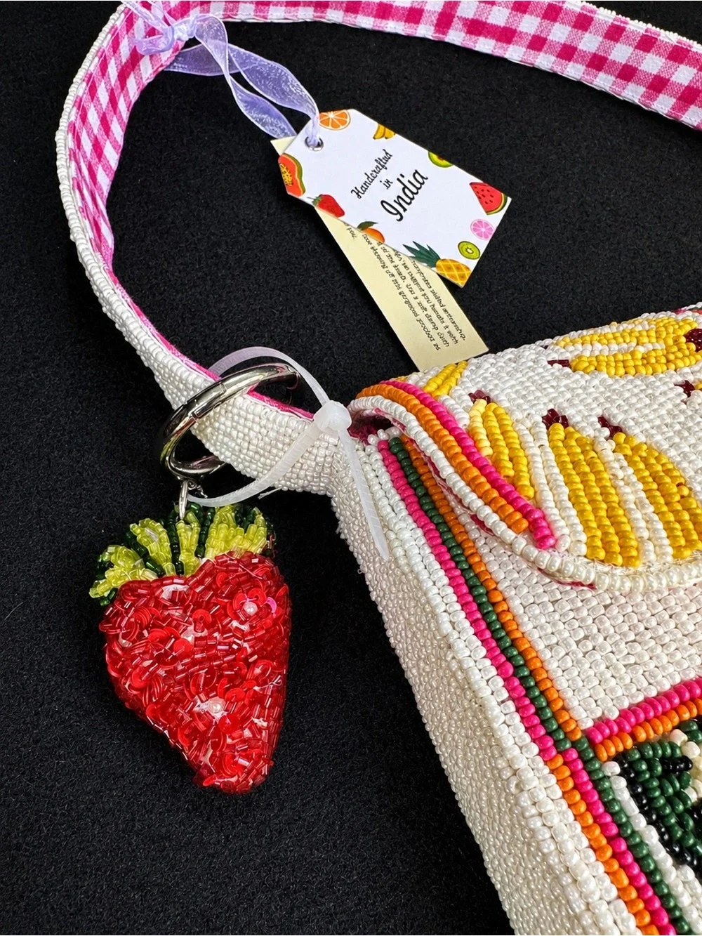 Viral Beaded Fruit Pattern Shoulder Bag- Handmade in India